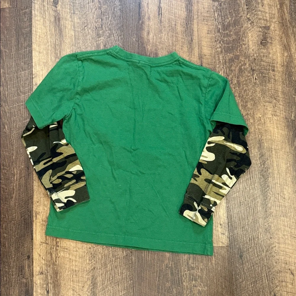 John Deere Boys Green Camo Long Sleeve Shirt Size 7 Tractor Farm